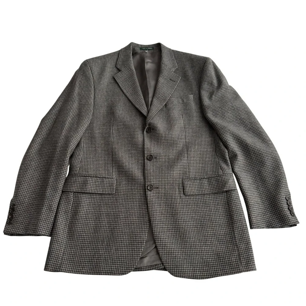 Lauren Ralph Lauren Pure New Wool Made in Canada 3 Button Houndstooth Blazer 40L